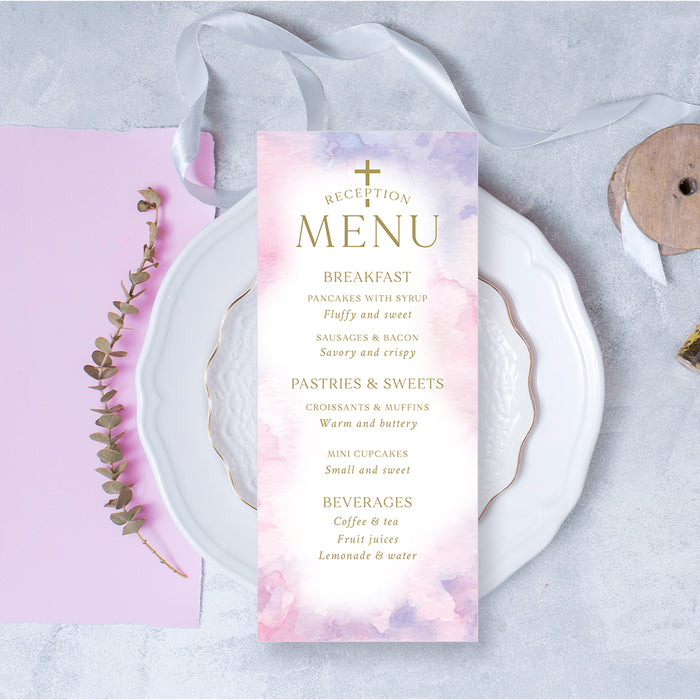 Pink Watercolor Baptism Invitation Christening Celebration