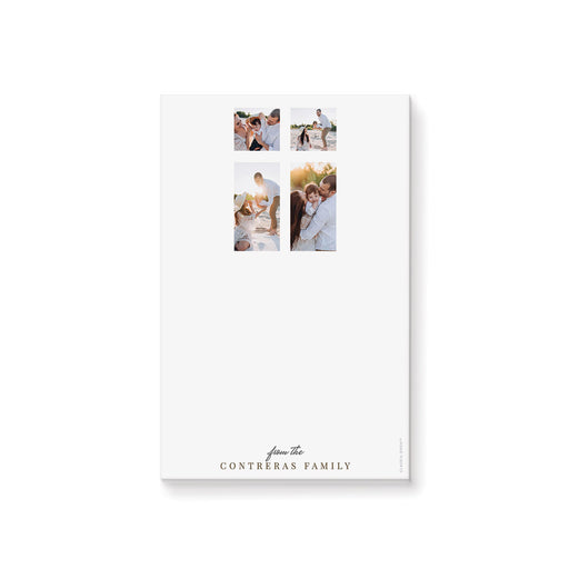 Personalized photo notepad featuring a collage of family photos, perfect as baptism or christening stationery favors.