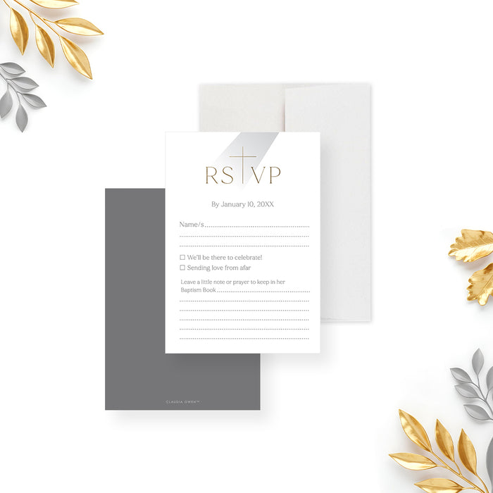 Baptism Invitation Elegant Christening Card