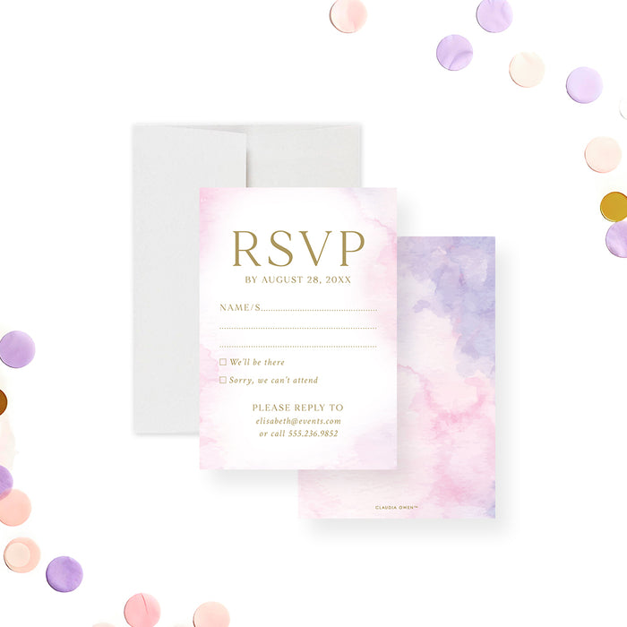 Pink Watercolor Baptism Invitation Christening Celebration