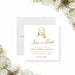 baptism save the date card with Jesus Christ illustration, cross symbol, refined lettering, custom child’s name, and religious celebration details-front