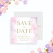 Pink watercolor baptism save the date card for a christening celebration.-front