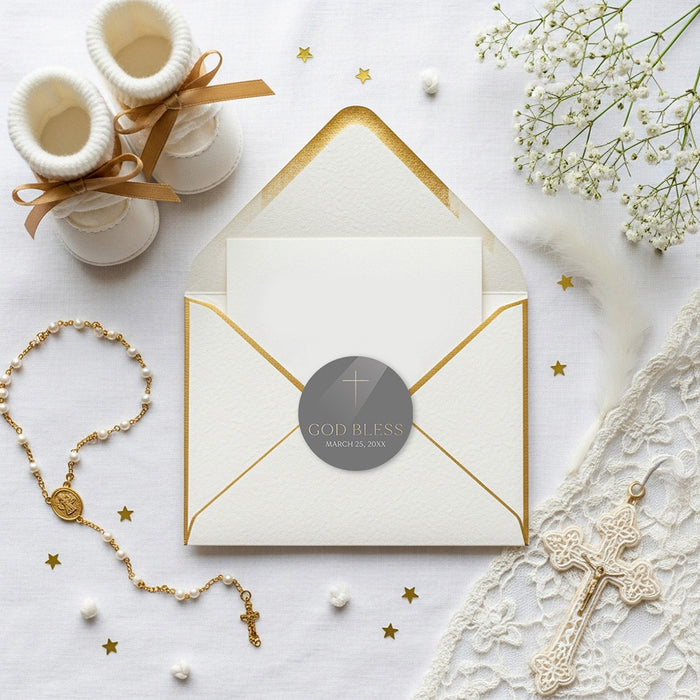 Baptism Invitation Elegant Christening Card