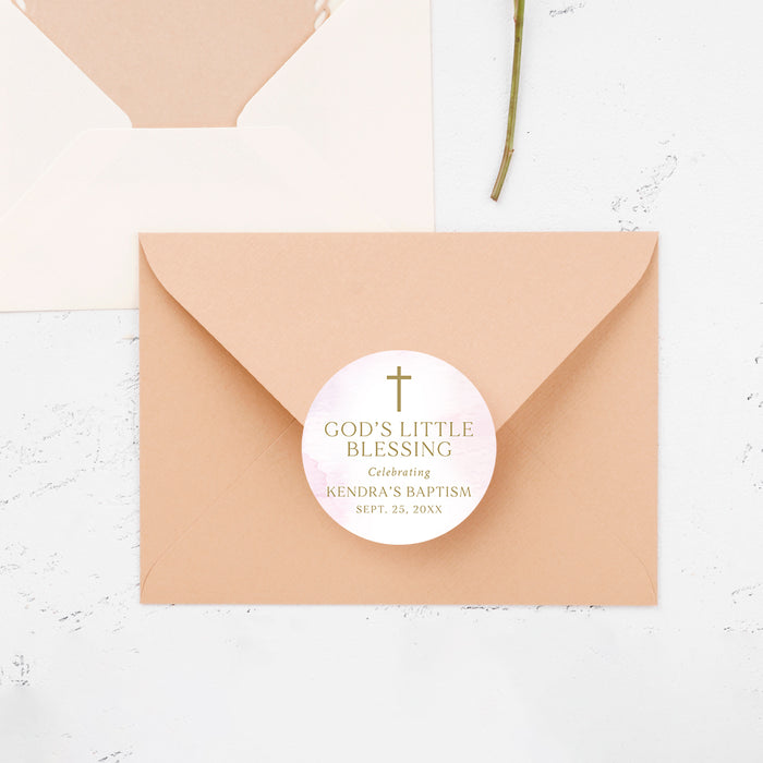 Pink Watercolor Baptism Invitation Christening Celebration