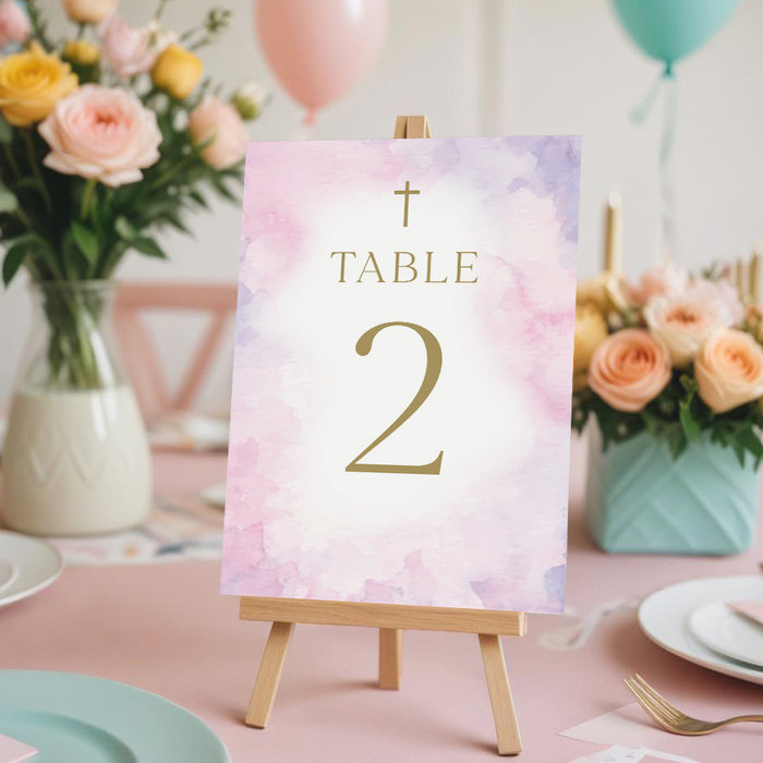 Pink Watercolor Baptism Invitation Christening Celebration