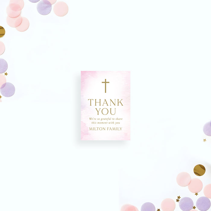 Pink Watercolor Baptism Invitation Christening Celebration