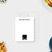 Modern personalized note card featuring a sleek bus illustration with custom name on a clean white background-front