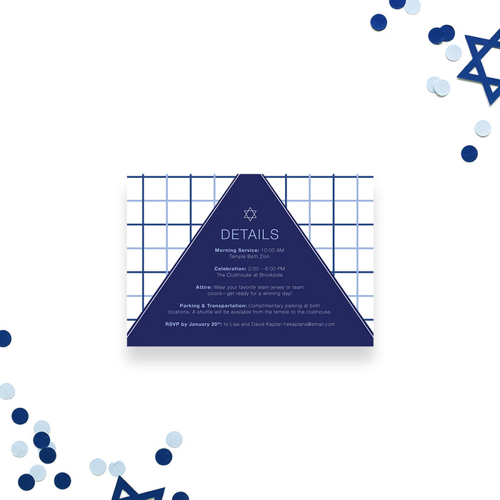 Modern Navy Bar Mitzvah Invitation Geometric Design