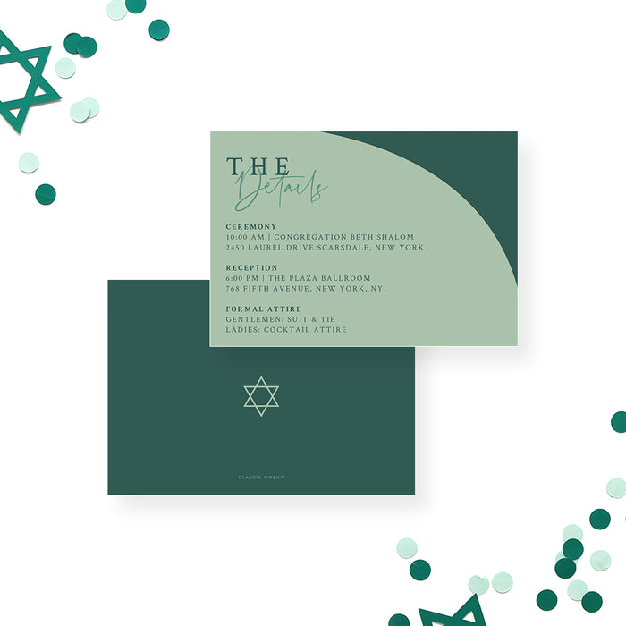 Bar Mitzvah Invitation Modern Green Jewish Invite