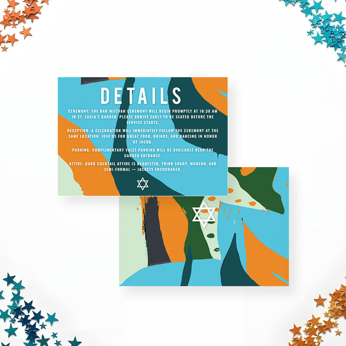 Personalized Bar Mitzvah Invitation Abstract Star of David Design