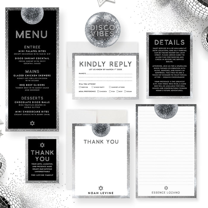 Disco Ball Bar Mitzvah Invitation Modern Party Invite