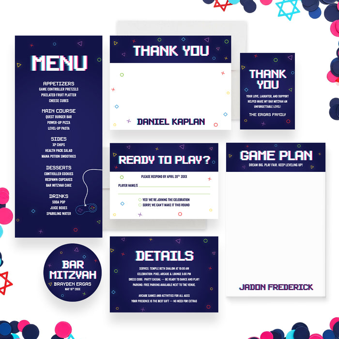 Gamer Bar Mitzvah Invitation Video Game Party Invite