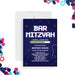 Gamer bar mitzvah invitation with video game controller, loading bar design, neon colors, and bold pixel-style lettering-front