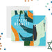 Colorful Bar Mitzvah invitation featuring Star of David with modern abstract design in teal, orange, navy, and green, personalized with event details.-front-back