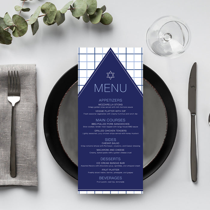 Modern Navy Bar Mitzvah Invitation Geometric Design