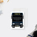 Bar mitzvah thank you card featuring party bus design with space for photos and custom message-front