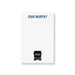 Personalized notepad with name at the top and small party bus illustration at the bottom in a clean modern layout