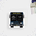 Bar mitzvah save the date card featuring a party bus illustration with modern layout for a fun themed celebration-front