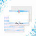 Personalized Bar Mitzvah thank you card featuring blue watercolor stripes with a clean modern layout for a boy’s celebration-front-back