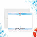 Personalized Bar Mitzvah thank you card featuring blue watercolor stripes with a clean modern layout for a boy’s celebration-front
