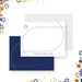 Personalized Bar Mitzvah note cards featuring a navy line design with a Star of David and custom name on white background.-front-back