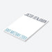 Personalized Bar Mitzvah notepad featuring a minimalist white design, navy name text, and teal event details for contemporary Jewish stationery-side