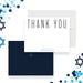 Modern Bar Mitzvah thank you card featuring navy typography, a white background, and a minimalist Star of David design-front-back