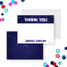Gamer bar mitzvah thank you card with pixel-style thank you text, colorful gaming icons, and personalized name on a modern blue design-front-back