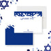 Bar Mitzvah thank you card featuring a water splash design and Star of David personalized with your name.-front-back