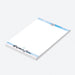Personalized Bar Mitzvah notepad featuring blue watercolor stripes with a pool party theme and custom name for a boy’s celebration-side