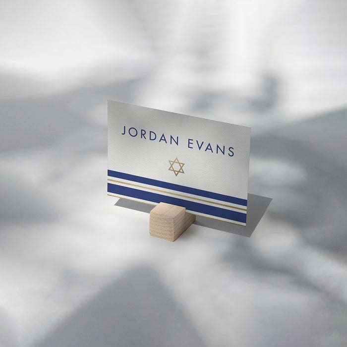 Elegant Bar Mitzvah Invitation Card with Tallit Prayer Shawl Design, Star of David Invitations for Jewish Celebration