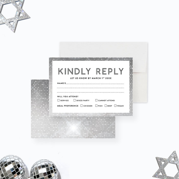 Disco Ball Bar Mitzvah Invitation Modern Party Invite