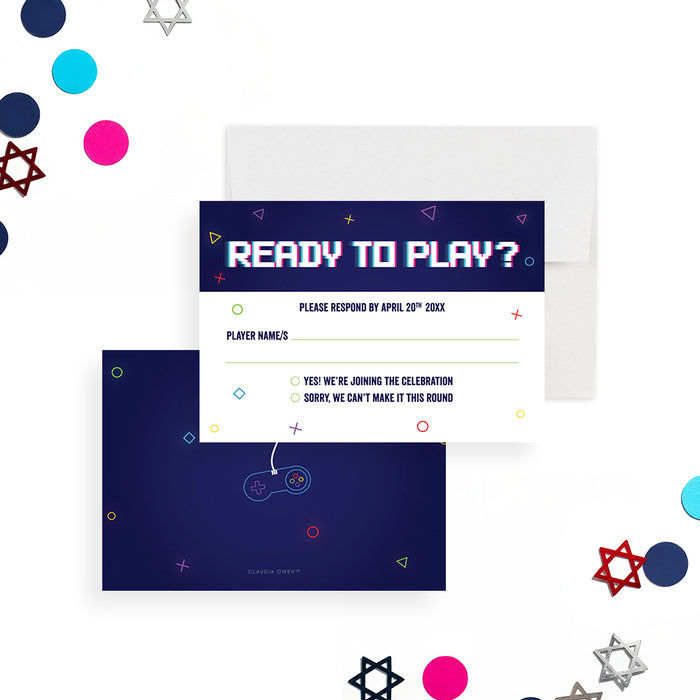 Gamer Bar Mitzvah Invitation Video Game Party Invite