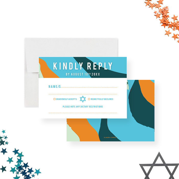 Personalized Bar Mitzvah Invitation Abstract Star of David Design