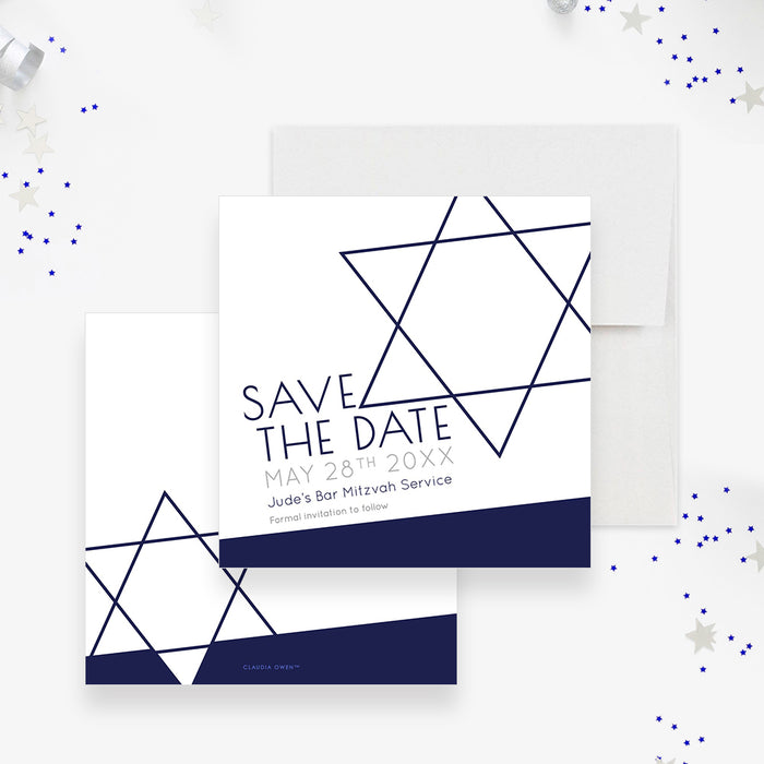 Bar Mitzvah Invitation Card with Picture, Photo Invitations for Jewish Celebration, Modern Invites for B'nai Mitzvah