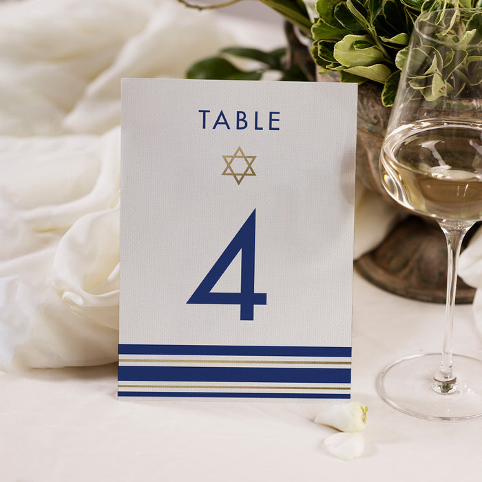 Elegant Bar Mitzvah Invitation Card with Tallit Prayer Shawl Design, Star of David Invitations for Jewish Celebration