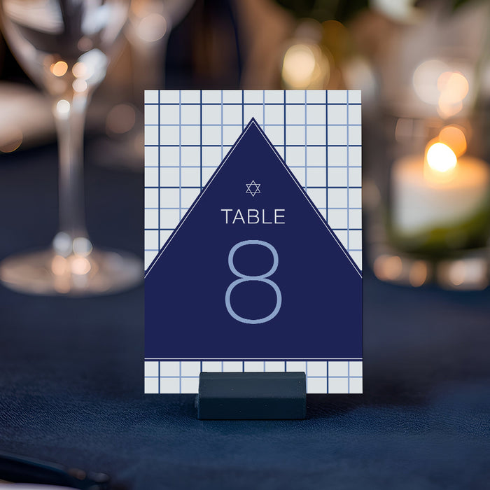 Modern Navy Bar Mitzvah Invitation Geometric Design