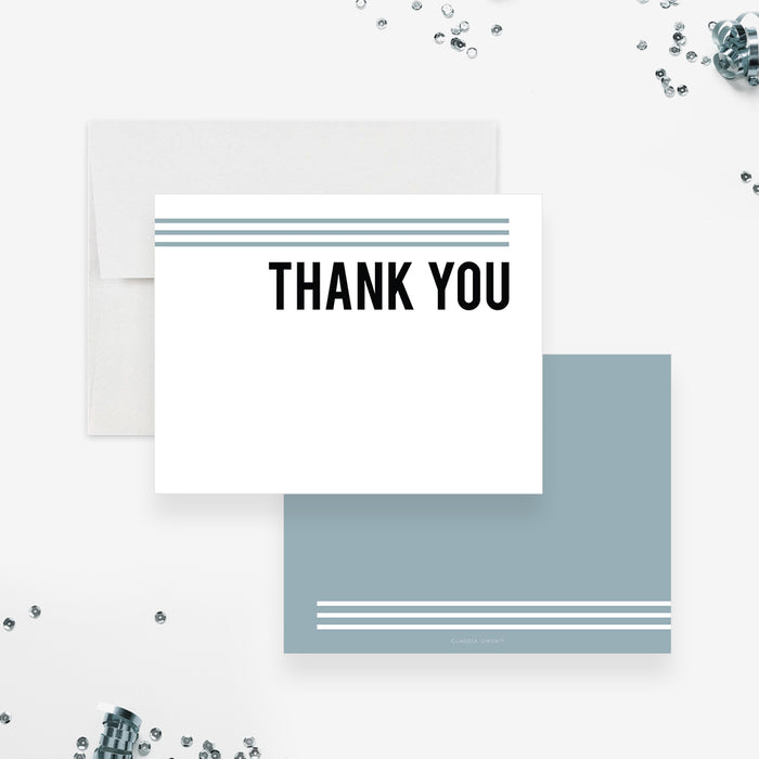 Personalized Pastel Blue Note Card, Custom Thank You Card, Simple Correspondence Card for Teens and Adults