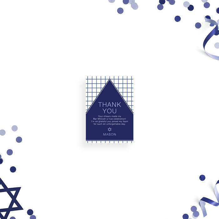 Modern Navy Bar Mitzvah Invitation Geometric Design