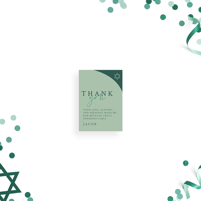 Bar Mitzvah Invitation Modern Green Jewish Invite