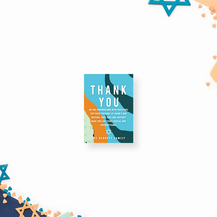 Personalized Bar Mitzvah Invitation Abstract Star of David Design