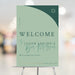 Green Bar Mitzvah welcome sign with modern arch design and Star of David, personalized Jewish event decor sign
