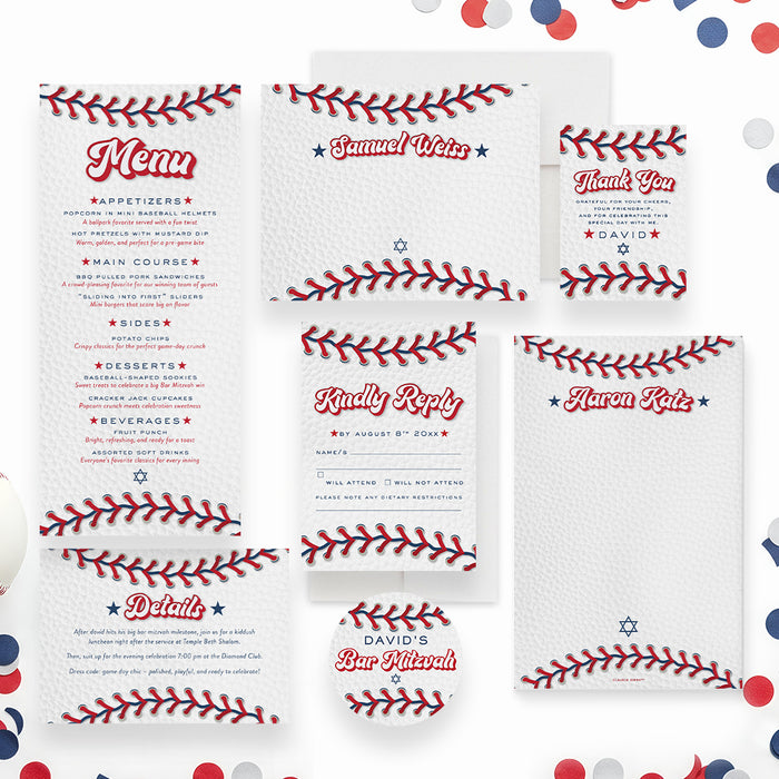 Baseball Bar Mitzvah Invitation All Star Theme Party Design