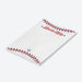 Baseball-themed Bar Mitzvah notepad featuring red stitching and a Star of David, personalized Jewish stationery or sports party favor.-side