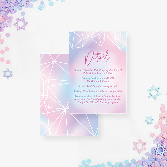 Pastel Bat Mitzvah Invitation Elegant Jewish Celebration Card