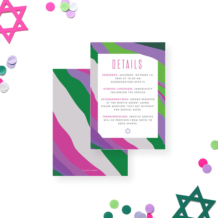 Bat Mitzvah Invitation Purple Watercolor Jewish Celebration Card