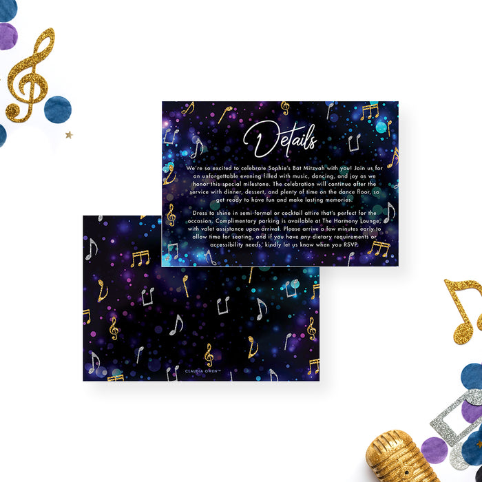 Music Theme Bat Mitzvah Invitation with Microphone Design