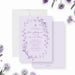 Lavender Bat Mitzvah invitation with floral border and Star of David elegant Jewish celebration card-front-back