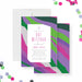 Bat mitzvah invitation with purple watercolor design, elegant Jewish celebration card with soft abstract border and refined lettering-front-back