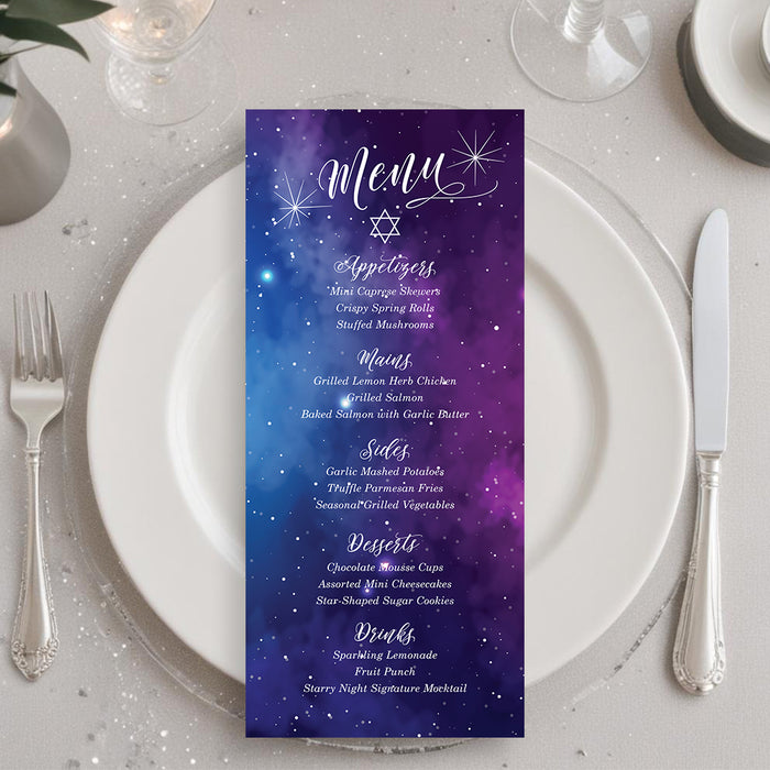 Galaxy Theme Bat Mitzvah Invitation Starry Night Design